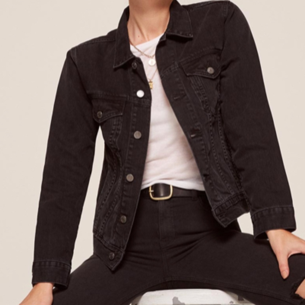 Reformation Black Jean Jacket